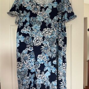 Lilly Pulitzer Cody Floral Blue and White Dress XXL